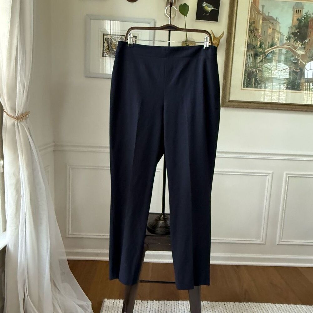 Talbots Navy Blue Hollywood Side Zip Ankle Pants 12